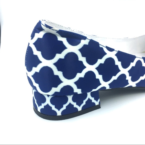 LAST PAIR Indie Designer Satin Print Flats Navy - Picture 3 of 8